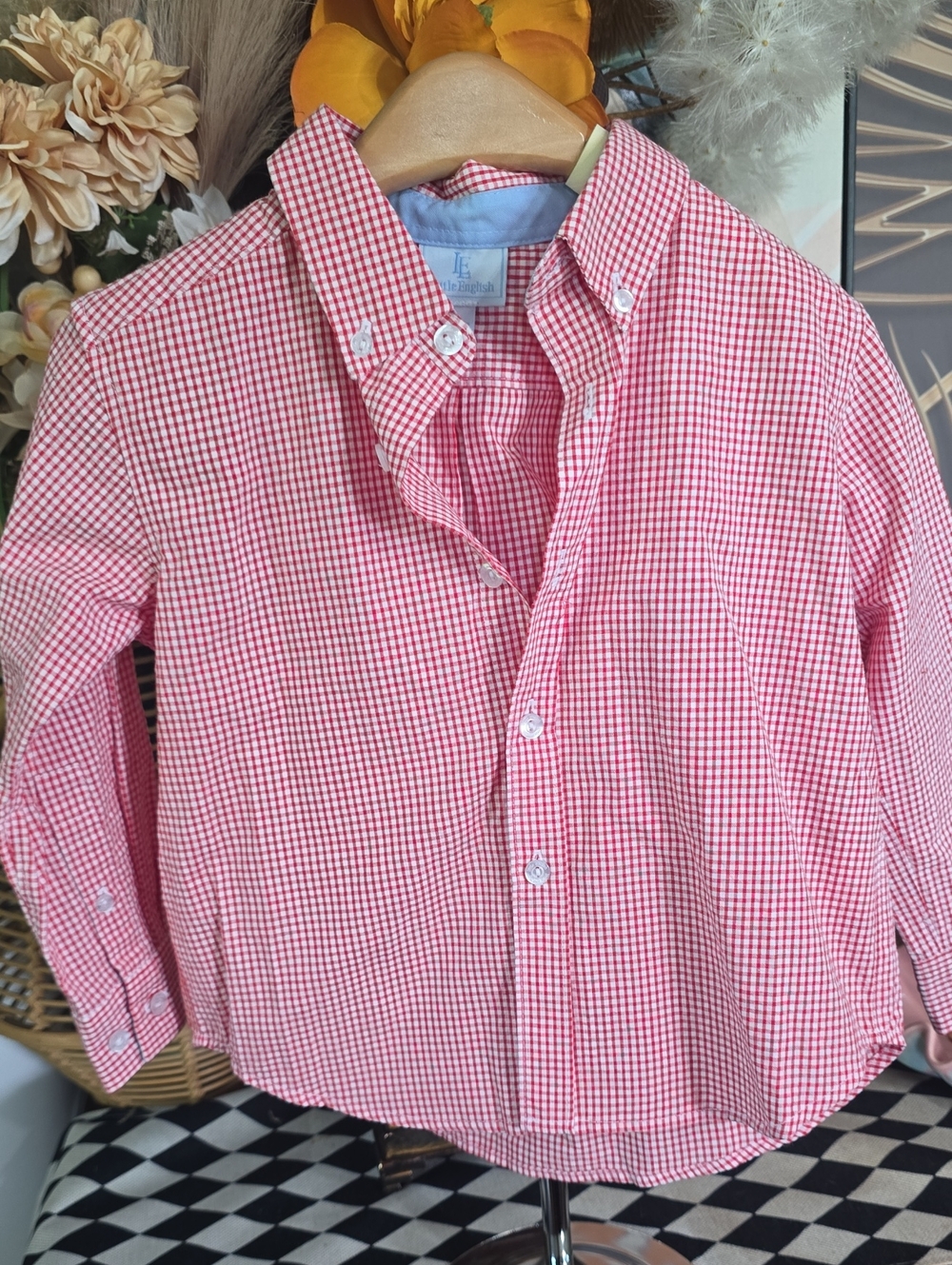 Little English Red Check Gingham Button-Down Shirt Boys 4t